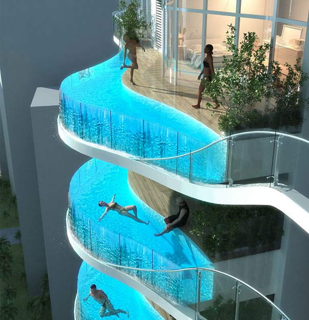 Balcone con piscina